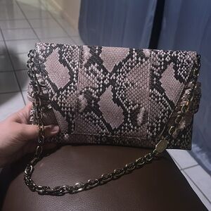 Stuart Weitzman Snakeskin Pattern Chain Shoulder Bag